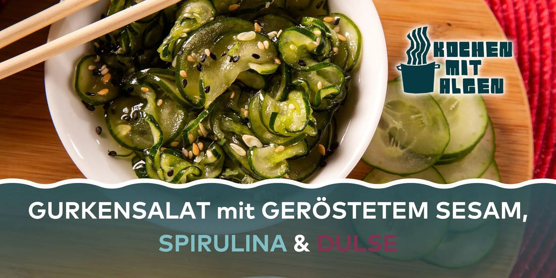 Gurkensalat mit geröstetem Sesam, Spirulina & Dulse⁠
