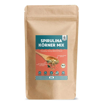 Bio Spirulina Körner Mix 250g von Algenmarkt als knuspriges Topping im Standbeutel