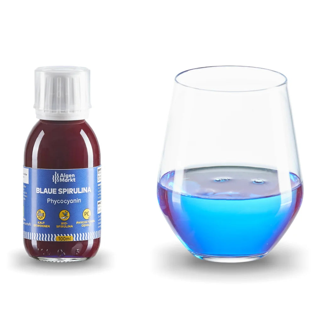 Phycocyanin Tinkturblaue Spirulina 100ml flasche mit Blauen Wasser Algen Markt